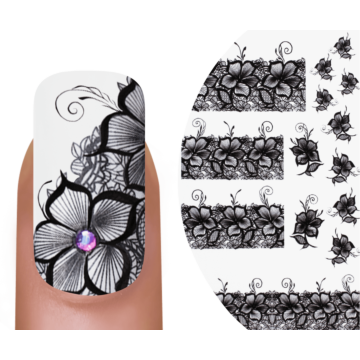 Emmi-Nail Watertattoo Black Flowers 4